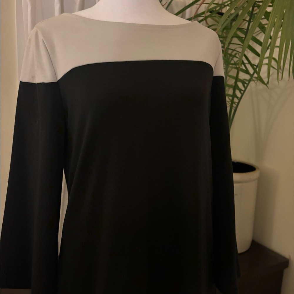 GAP Black and Cream Long Sleeve Dress
